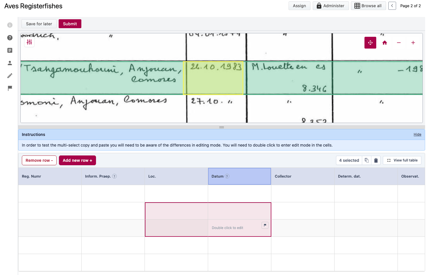 Tabular data